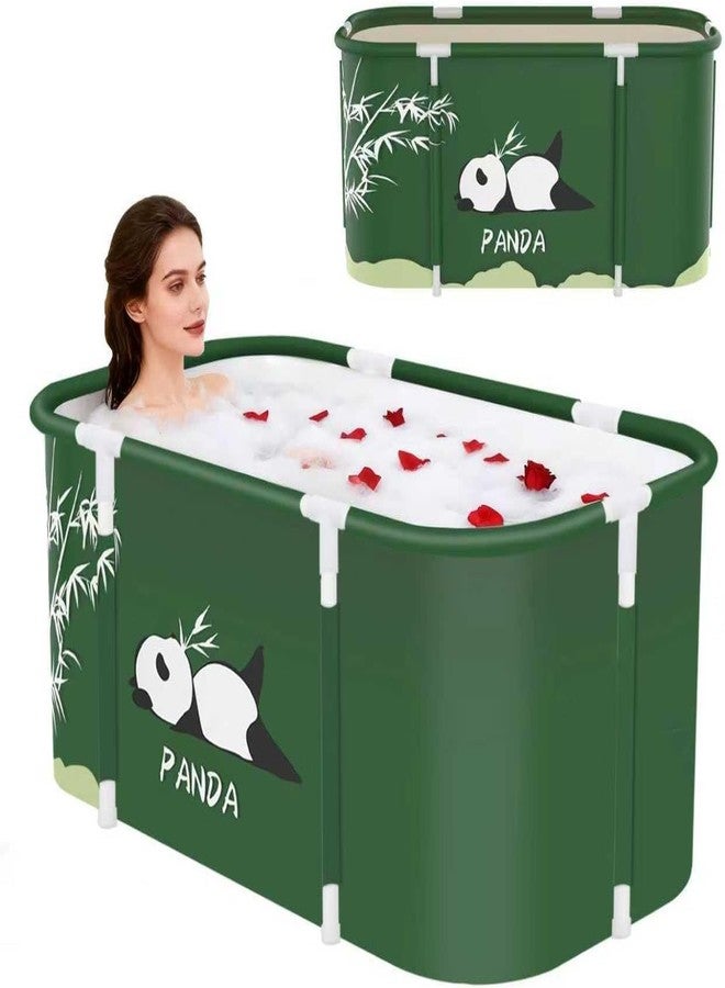Valajogi Portable Foldable Adult Bathtub for Home, Large Plastic Soaking Tub with Drain Pipe, Freestanding Spa Bath Tub for Hot & Cold Bath, Balcony & Small Bathroom Use (Panda) - Image 1